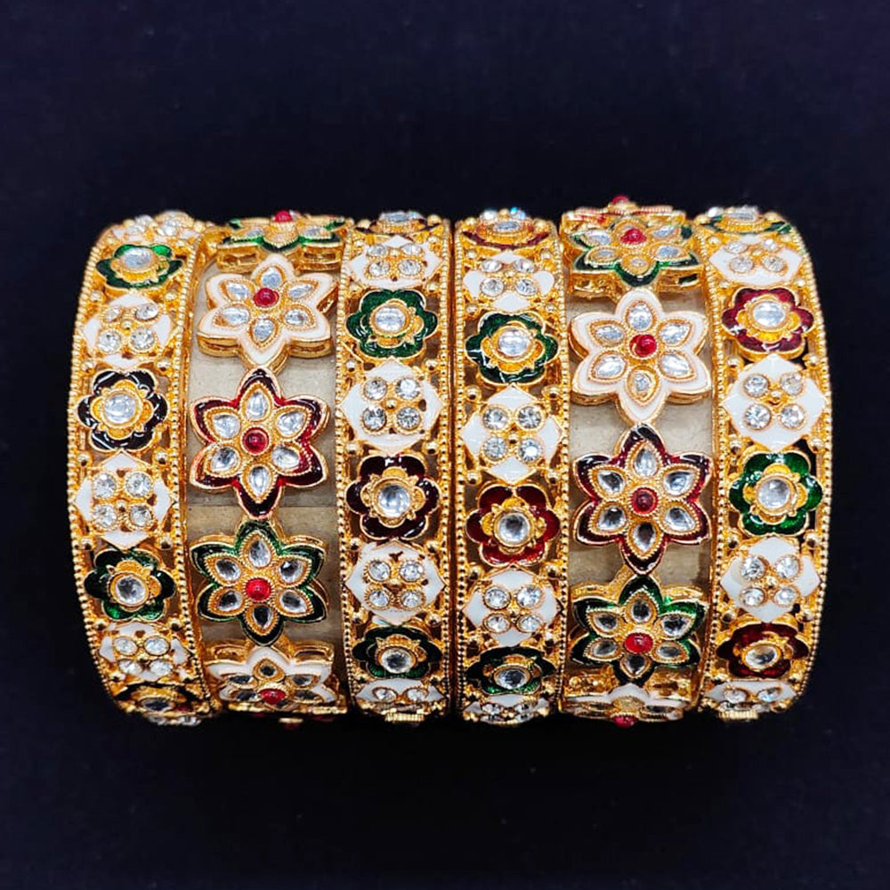 Pooja Bangles Gold Plated Meenakari Bangle Set