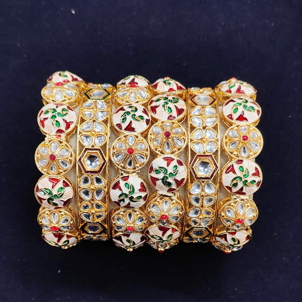 Pooja Bangles Gold Plated Meenakari Bangle Set