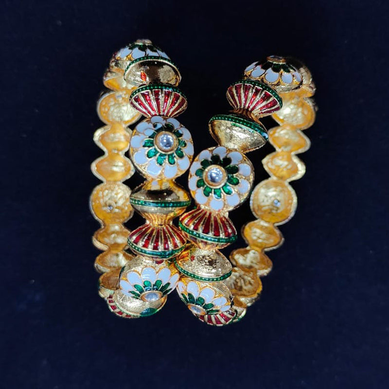 Pooja Bangles Gold Plated Meenakari Bangle Set