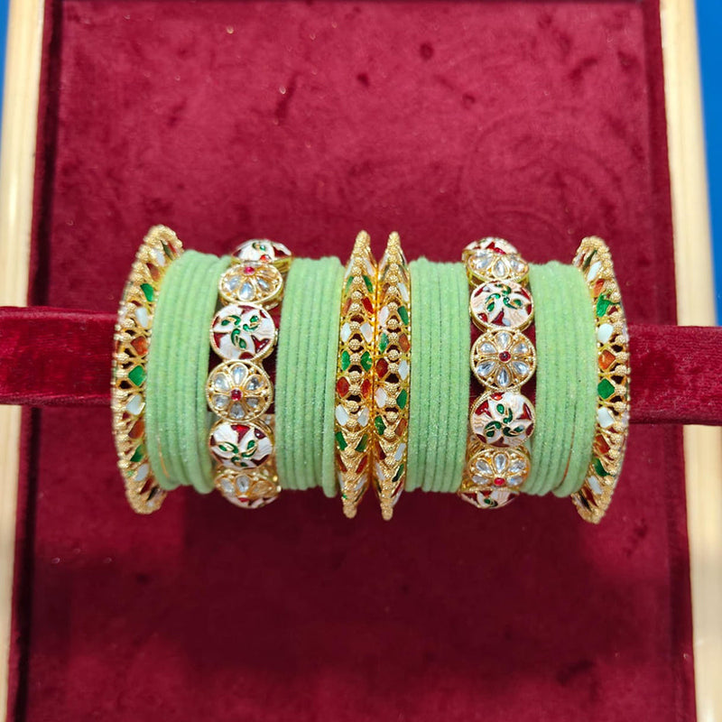 Pooja Bangles Gold Plated Kundan Stone And Velvet Bangles Set