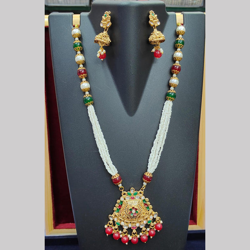 Pooja Bangles Gold Plated And Pearl Long Necklace Set