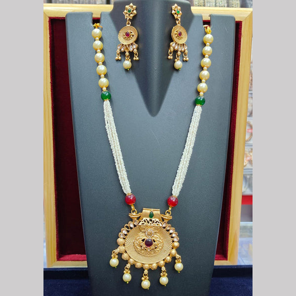 Pooja Bangles Gold Plated And Pearl Long Necklace Set