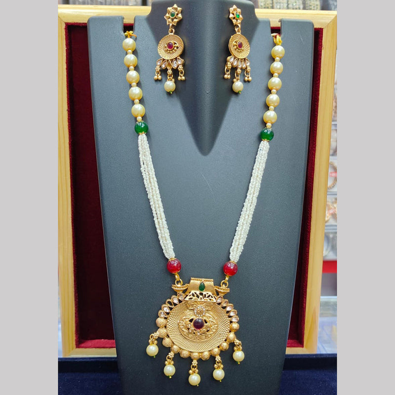 Pooja Bangles Gold Plated And Pearl Long Necklace Set