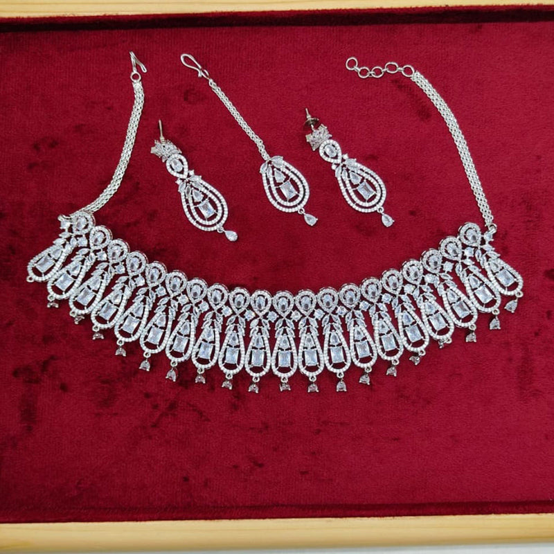 Pooja Bangles Silver Plated AD Necklace Set