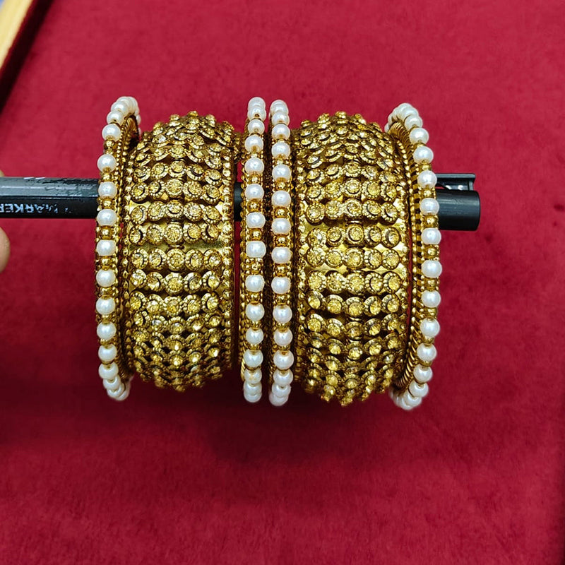 Pooja Bangles Gold Plated Pearl  Bangle Set