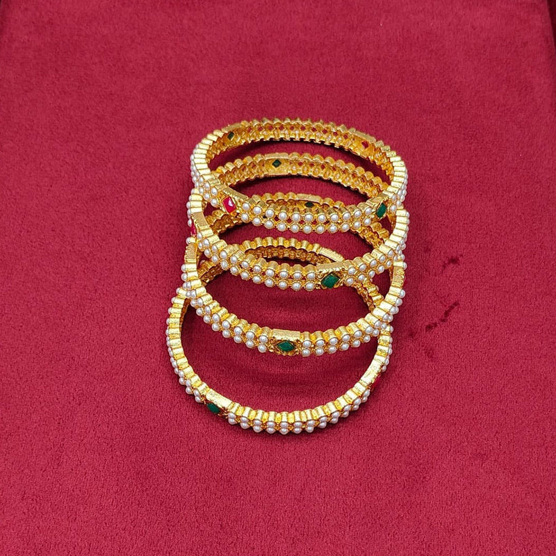 Pooja Bangles Gold Plated  Pearl Bangle Set