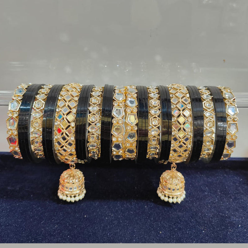 Pooja Bangles Gold Plated Kundan Stone Acrylic Bangles Set