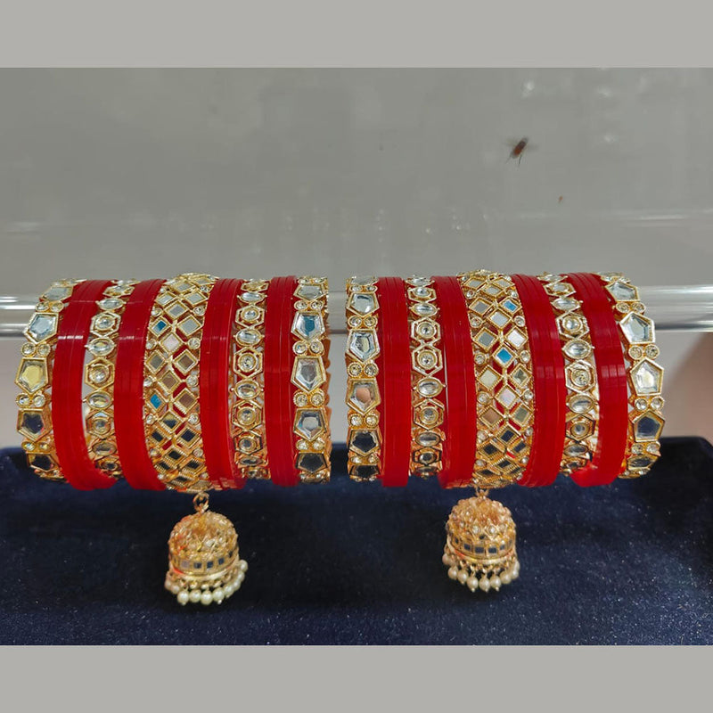 Pooja Bangles Gold Plated Kundan Stone Acrylic Bangles Set