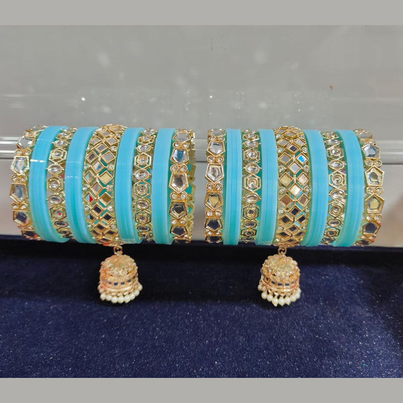 Pooja Bangles Gold Plated Kundan Stone Acrylic Bangles Set