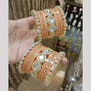 Pooja Bangles Gold Plated Austrian Stone Acrylic Bangles Set