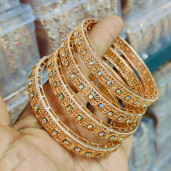 Pooja Bangles Rose Gold Plated Austrian Stone Bangles Set