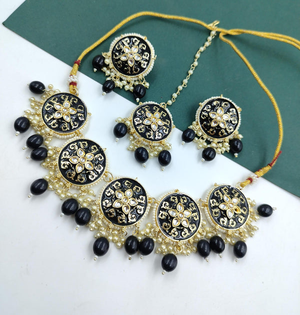 Pooja Bangles Gold Plated Kundan And Meenakari Choker Necklace Set