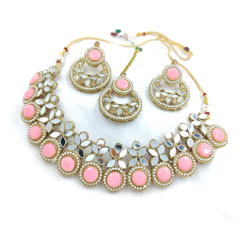 Pooja Bangles Gold Plated Austrian Stone And Mirror Necklace Set