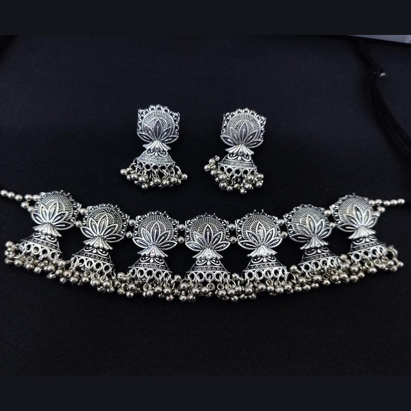 Pooja Bangles Oxidised Plated Choker Necklace Set