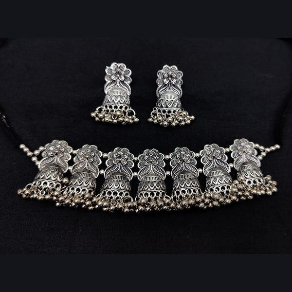 Pooja Bangles Oxidised Plated Choker Necklace Set