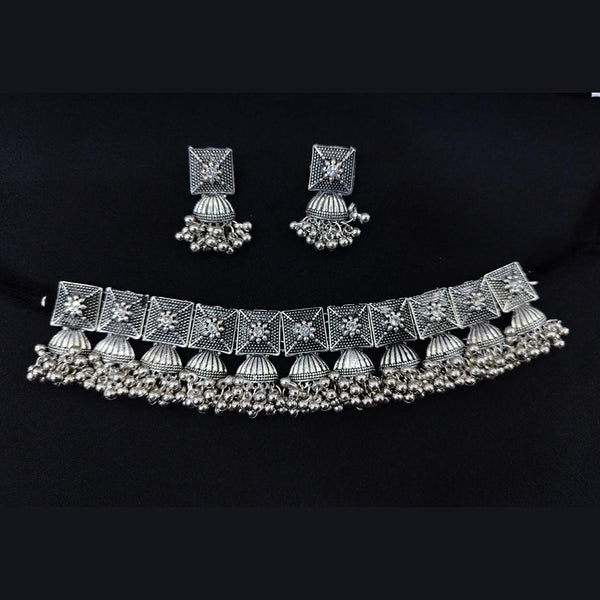 Pooja Bangles Oxidised Plated Choker Necklace Set