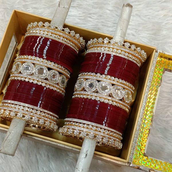 Pooja Bangles Gold Plated Kundan Stone Acrylic Bangles Set