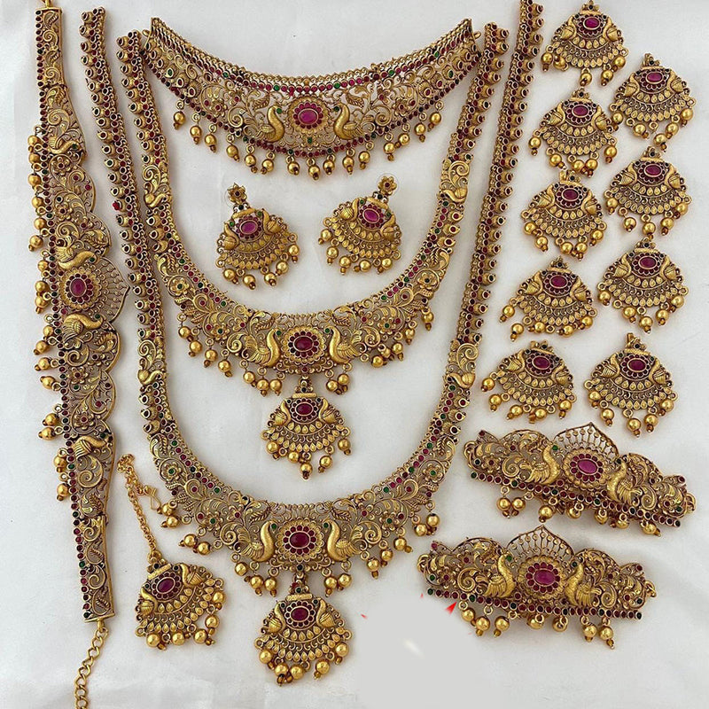 Pooja Bangles Gold Plated Pota Stone And Peacock Pearls Bridal Set