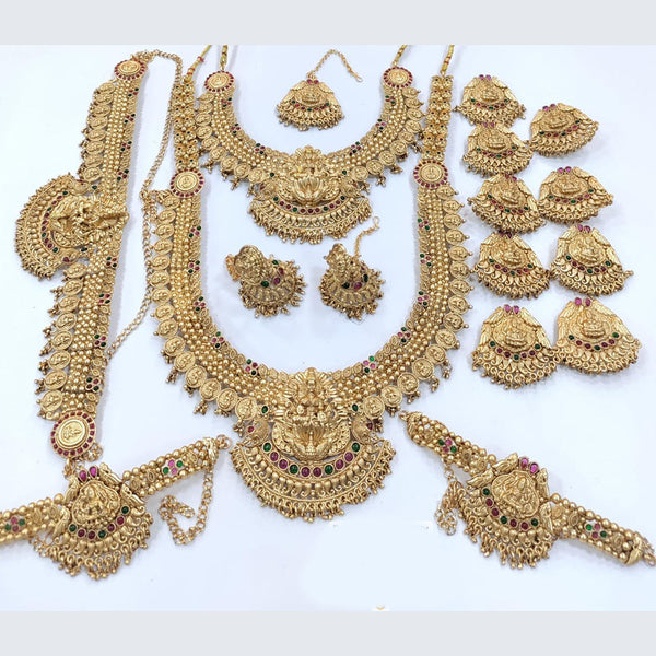 Pooja Bangles Gold Plated Pota Stone And Temple Pearls Bridal Set