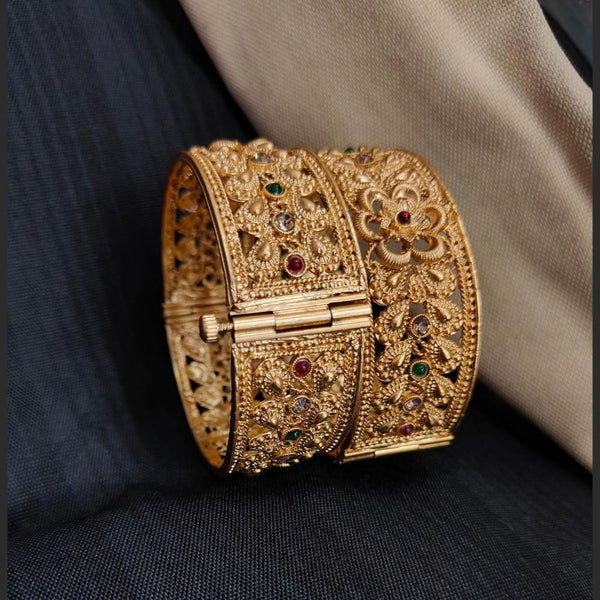 Pooja Bangles Gold Plated Pota Stone Bangle Set