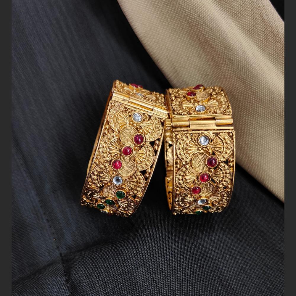 Pooja Bangles Gold Plated Pota Stone Bangle Set – JewelEMarket