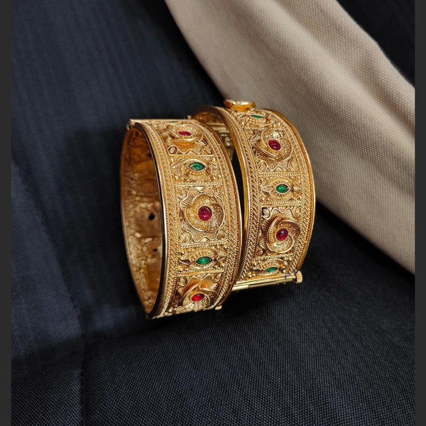 Pooja Bangles Gold Plated Pota Stone Bangle Set