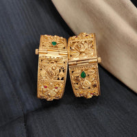 Pooja Bangles Gold Plated Pota Stone Bangle Set