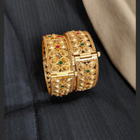 Pooja Bangles Gold Plated Pota Stone Bangle Set