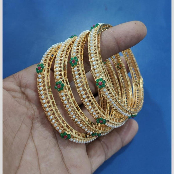 Pooja Bangles Gold Plated Pearls bangle Set