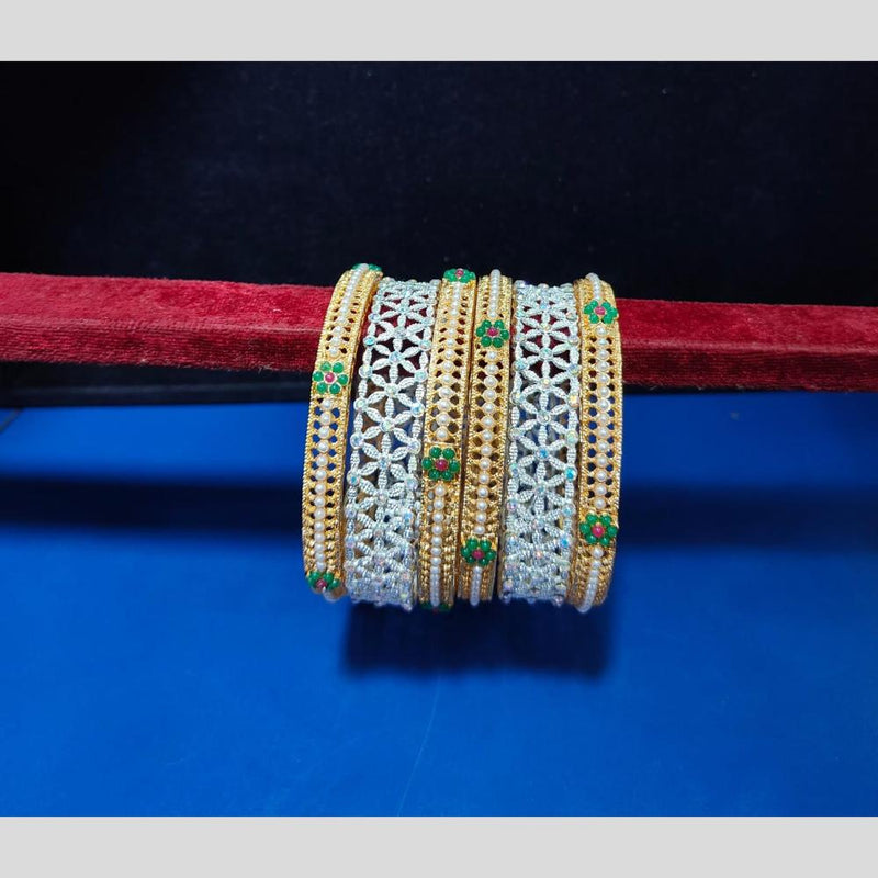 Pooja Bangles  Austrian Stone And  Pearls Bangle  Set