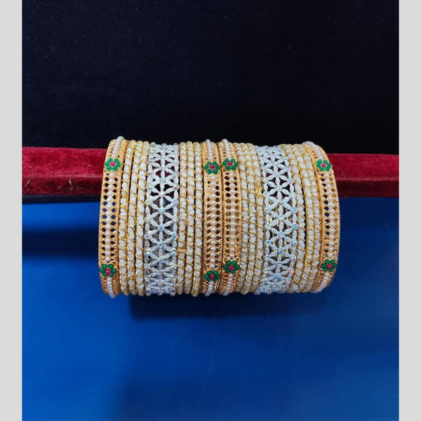 Pooja Bangles  Austrian Stone And  Pearls Bangle  Set