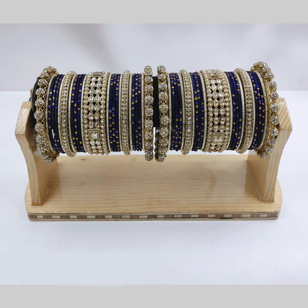 Pooja Bangles Gold Plated Crystal And Austrian Stone Pearls Bangles Set