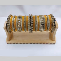 Pooja Bangles Gold Plated Crystal And Austrian Stone Pearls Bangles Set