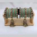 Pooja Bangles Gold Plated Crystal And Austrian Stone Pearls Bangles Set