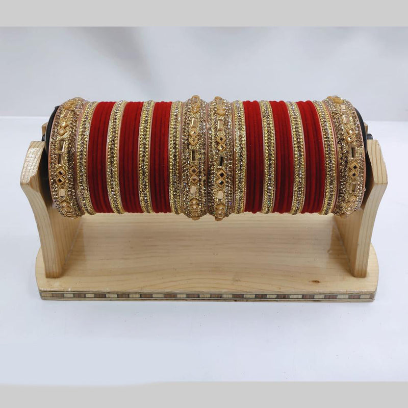 Pooja Bangles Gold Plated Austrian Stone Bangles Set