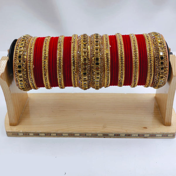 Pooja Bangles Gold Plated Austrian Stone Bangles Set