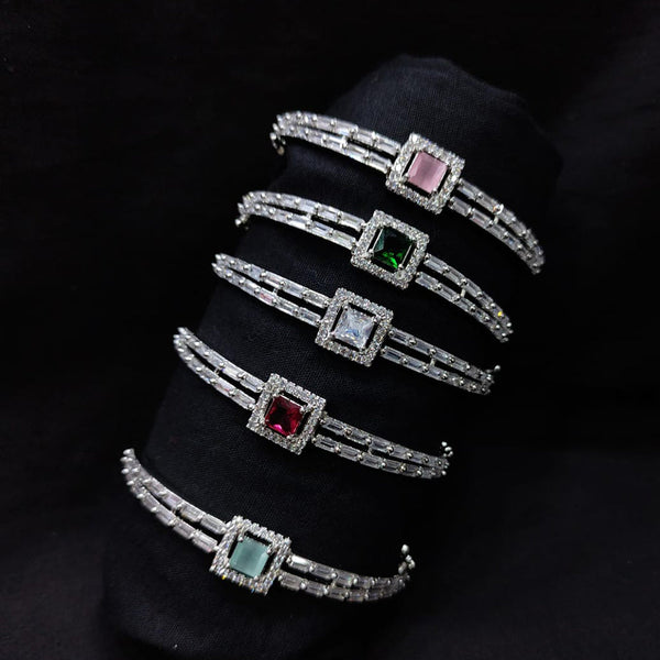 Pooja Bangles Silver Plated American Dimond Bracelet (1 Piece Only)