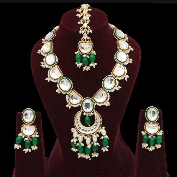 Pooja Bangles Gold Plated Kundan Stone And Pearls Meenakari Necklace Set