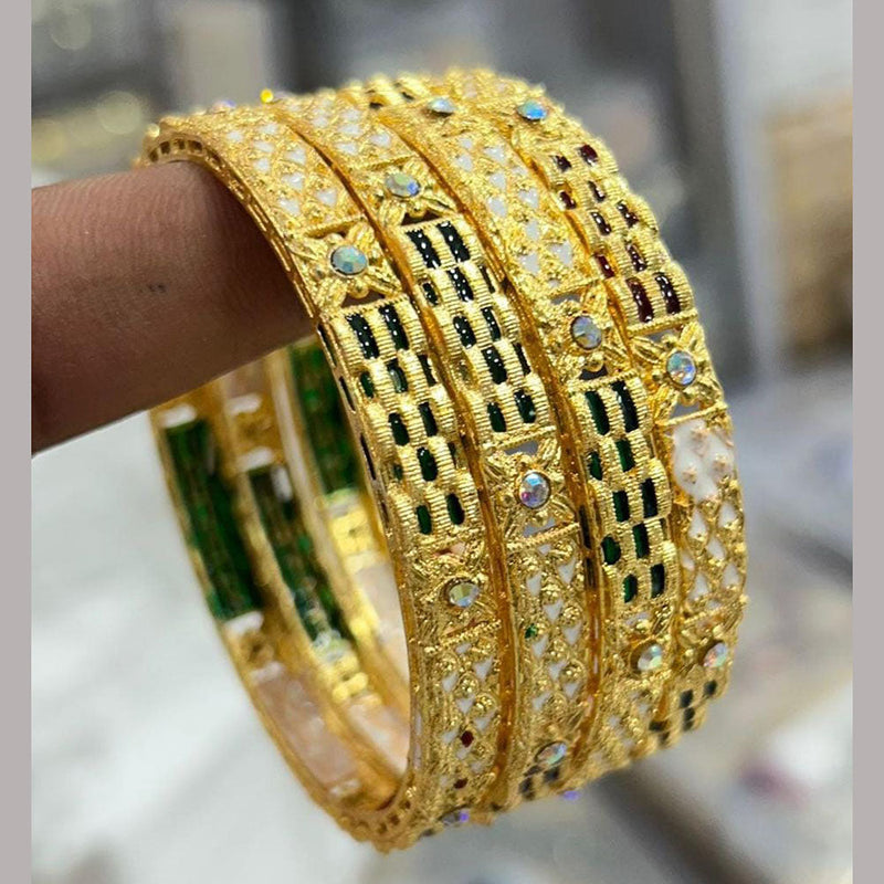 Pooja Bangles Gold Plated Austrian Stone Meenakari Bangles Set