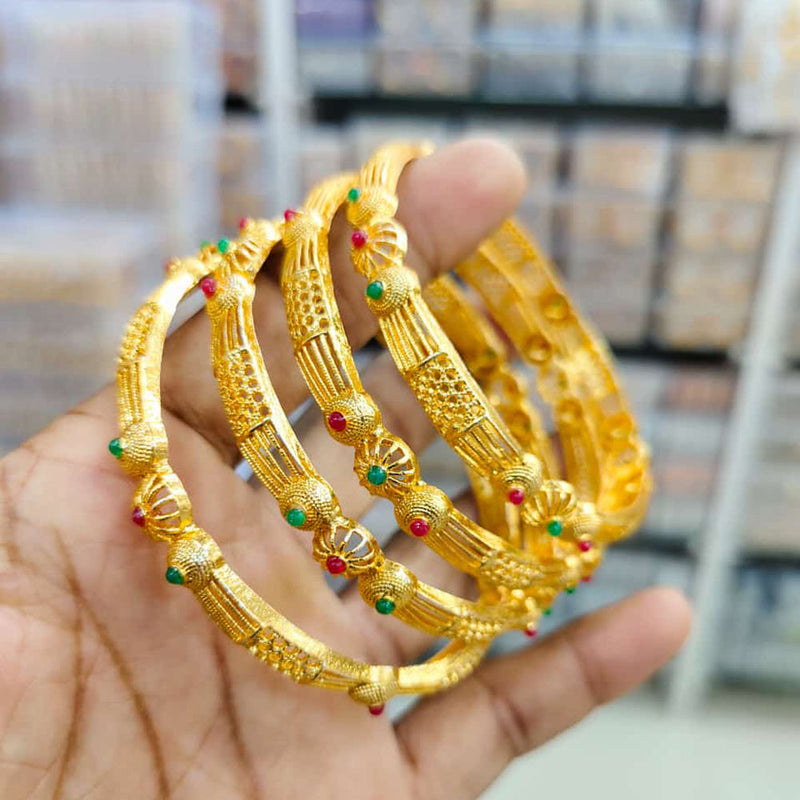 Pooja Bangles Gold Plated Pota Stone Bangle Set