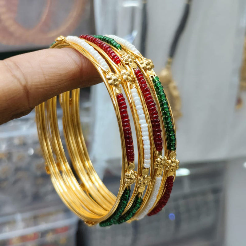 Pooja Bangles Gold Plated Beads Bangle Set