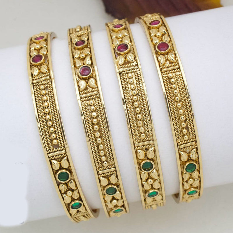 Pooja Bangles Gold Plated Pota Stone Bangle Set