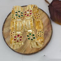 Pooja Bangles Gold Plated Pota Stone Openable Bangle Set