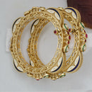 Pooja Bangles Gold Plated Pota Stone Openable Bangle Set