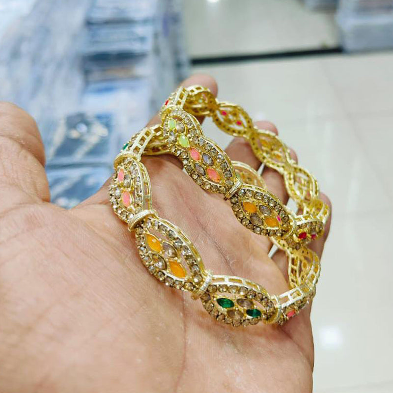 Pooja Bangles Gold Plated Austrian Stone Bangle Set