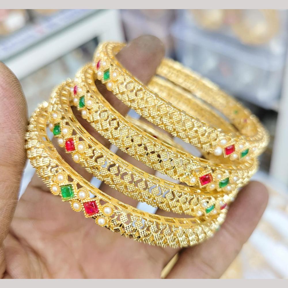Pooja Bangles Pota Stone And Pearls Bangles Set