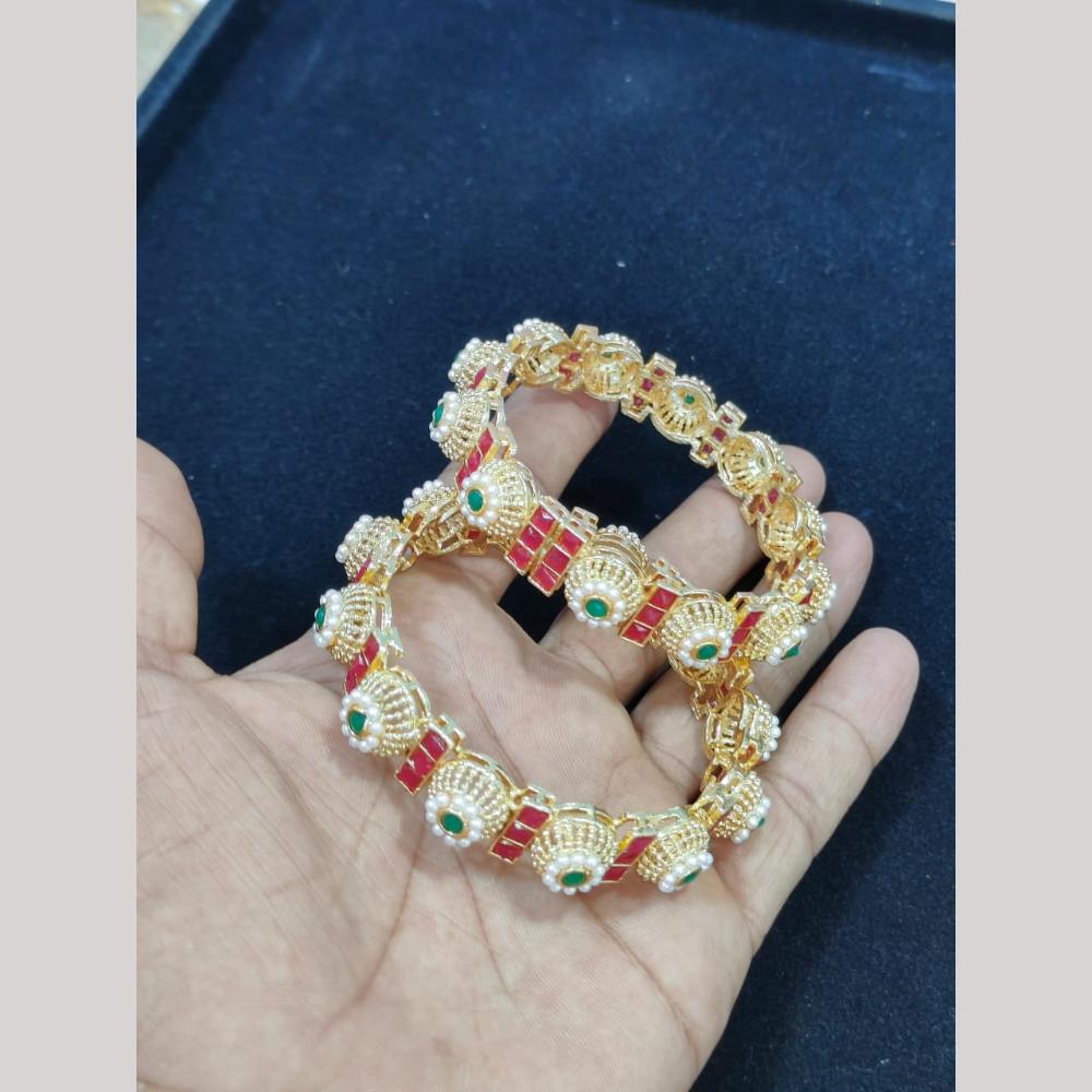 Pooja Bangles Pota Stone And Pearls Bangles Set