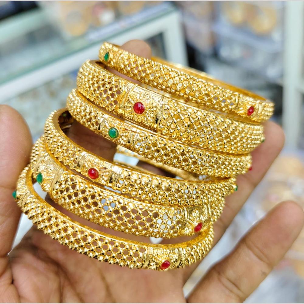 Pooja Bangles Gold Plated Pota Stone Bangles Set