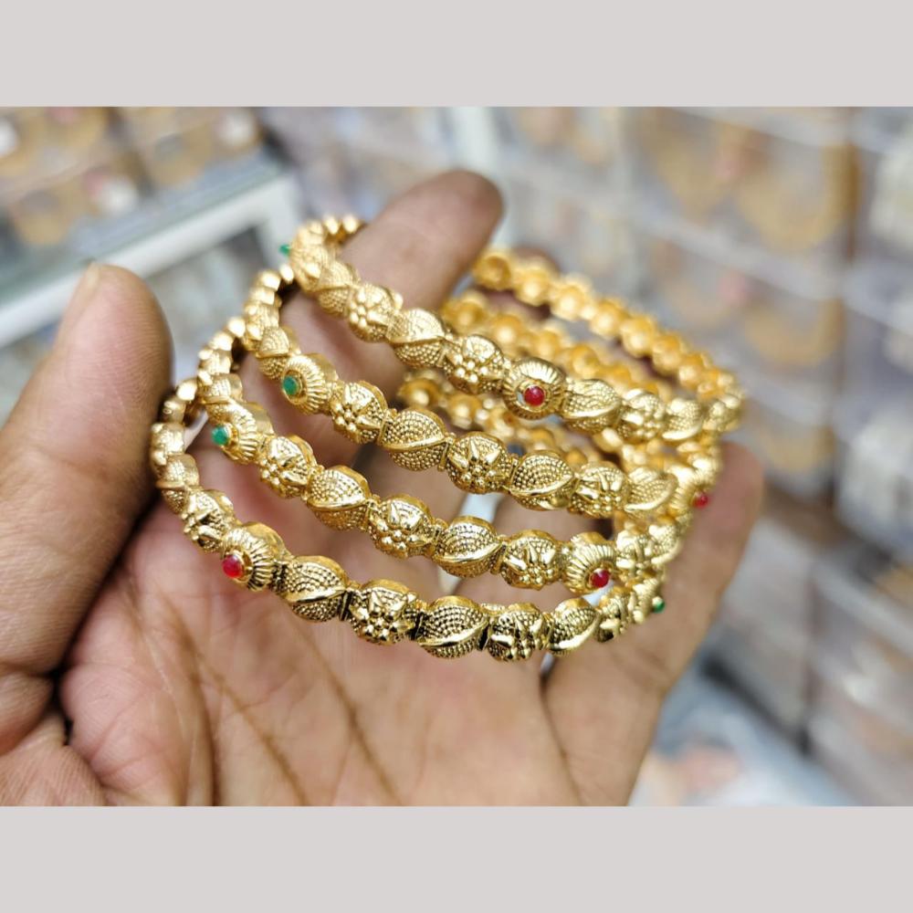 Pooja Bangles Gold Plated Pota Stone Bangles Set