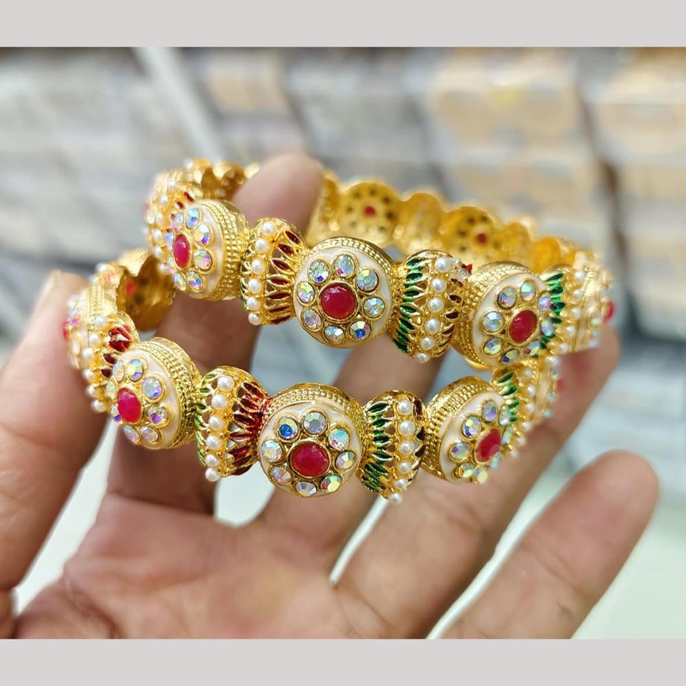 Pooja Bangles Gold Plated Austrian Stone Meenakari Bangles Set